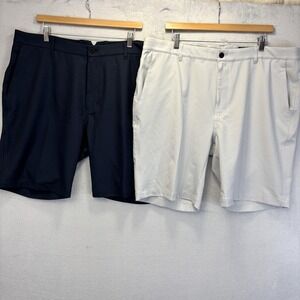 Lot Of 2 Dunning Golf Shorts Mens 40 Navy Blue Gray 9" Inseam Stretch Athletic